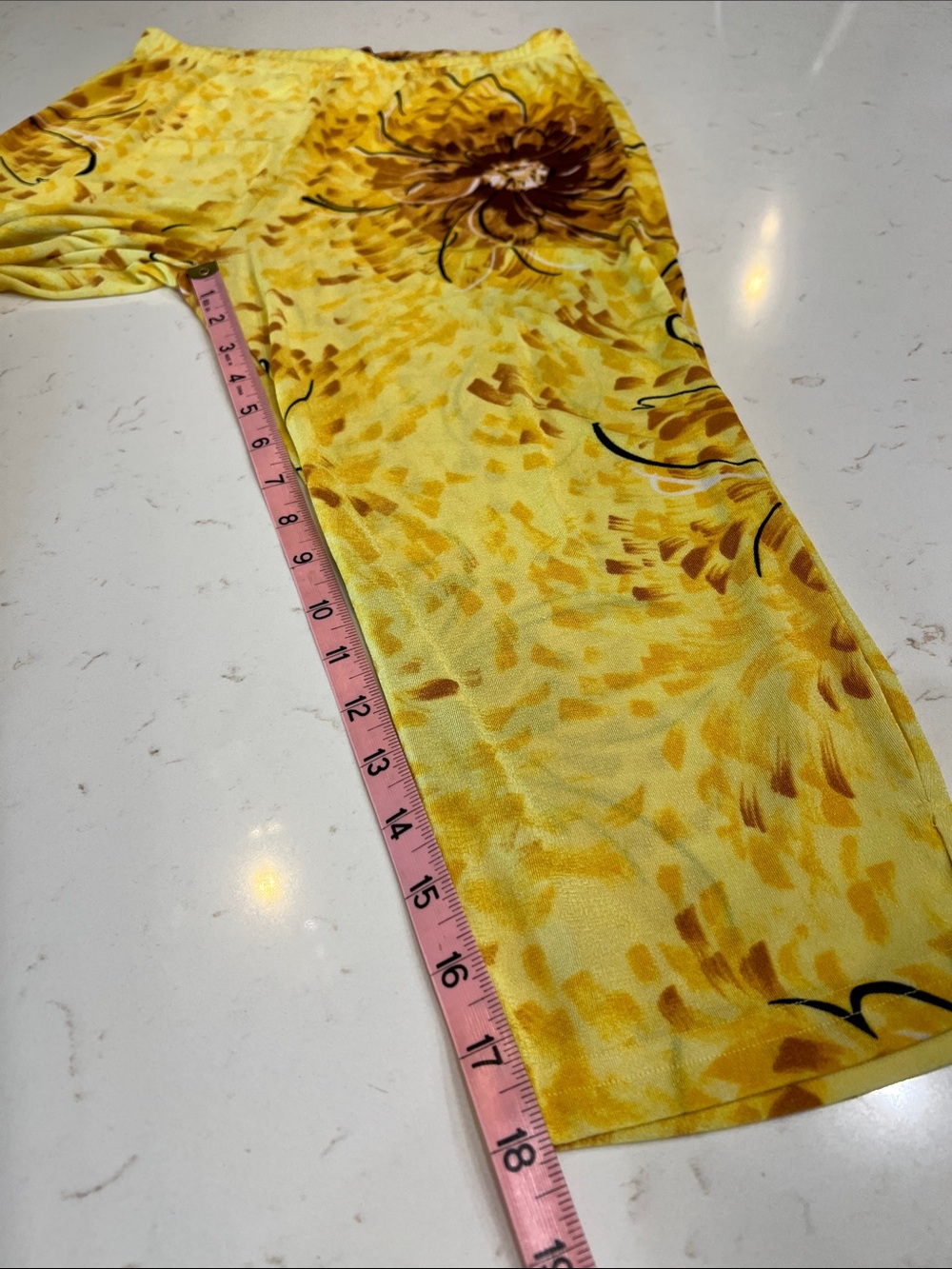 Vintage Jostar Yellow Brown Floral 2 Piece Capri Pant Set Made USA Medium - Picture 14 of 15